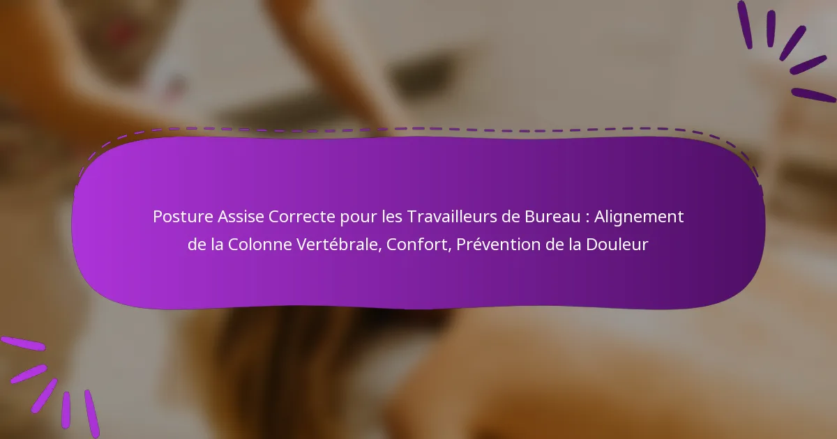 Posture Assise Correcte pour les Travailleurs de Bureau : Alignement de la Colonne Vertébrale, Confort, Prévention de la Douleur
